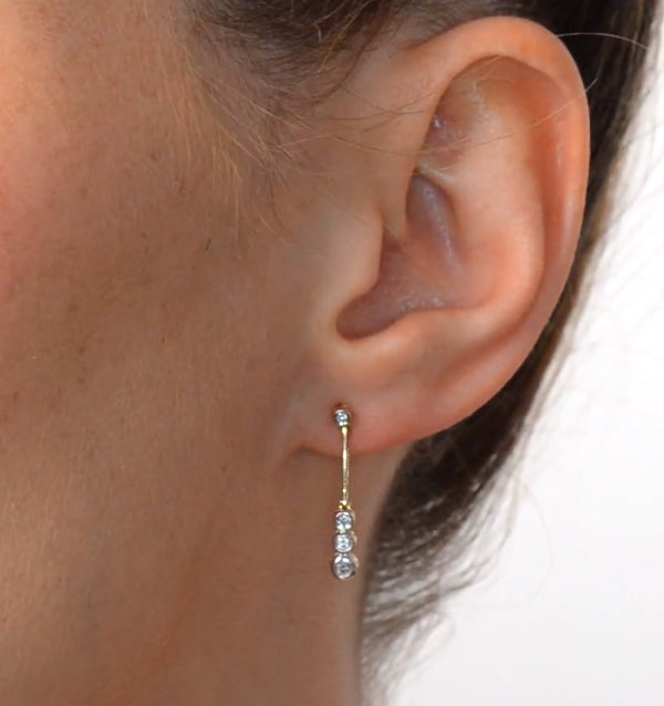 Trilogy Drop Earrings 0.12ct Lab Diamonds 18K Gold Vermeil